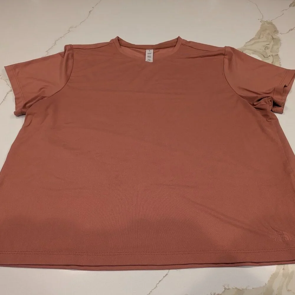 TNF North Face Dune Sky Womens Short Sleeve Light Mahogany TShirt Size L - Picture 2 of 13